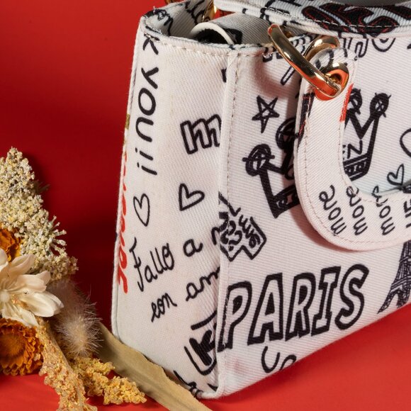 3 AM Forever Fashionnovab Graffiti Bag Clutches Color White - Picture 8 of 10